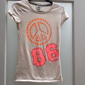 Pink peace SS Tee with bling